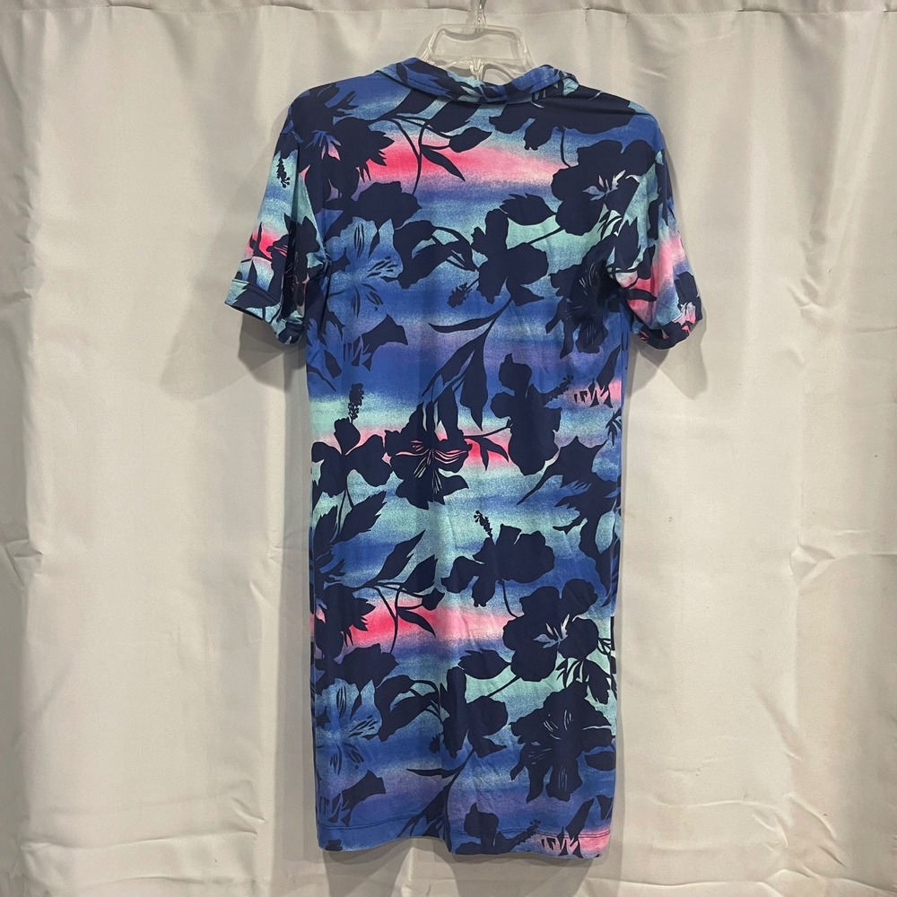 Tori Richard Honolulu Womens Blue Floral Tropical Polo Shift Dress Small 7437 - Picture 3 of 6